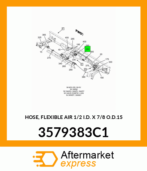 HOSE, FLEXIBLE AIR 1/2" I.D. X 7/8" O.D.15" 3579383C1