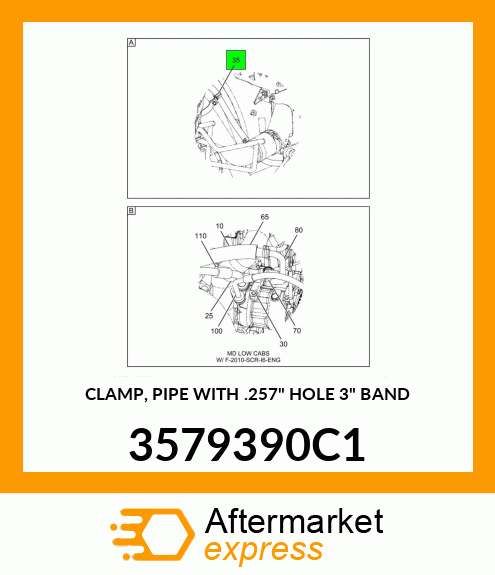 CLAMP, PIPE WITH .257" HOLE 3" BAND 3579390C1