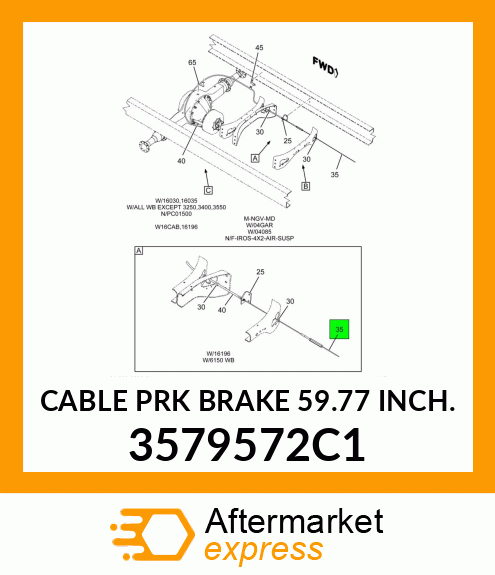 CABLE PRK BRAKE 59.77 INCH. 3579572C1