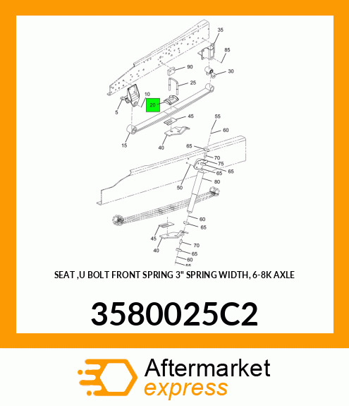 SEAT ,U BOLT FRONT SPRING 3" SPRING WIDTH, 6-8K AXLE 3580025C2