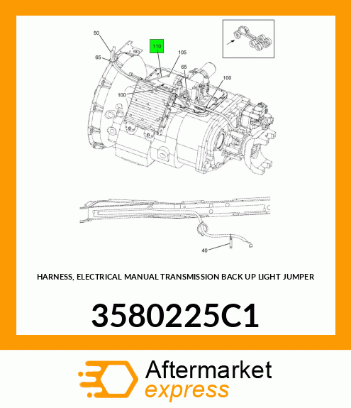 HARNESS, ELECTRICAL MANUAL TRANSMISSION BACK UP LIGHT JUMPER 3580225C1