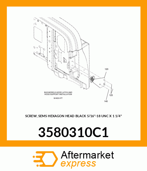 SCREW, SEMS HEXAGON HEAD BLACK 5/16"-18 UNC X 1 1/4" 3580310C1