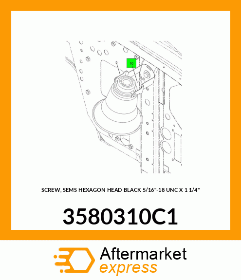 SCREW, SEMS HEXAGON HEAD BLACK 5/16"-18 UNC X 1 1/4" 3580310C1