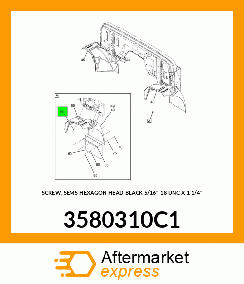 SCREW, SEMS HEXAGON HEAD BLACK 5/16"-18 UNC X 1 1/4" 3580310C1