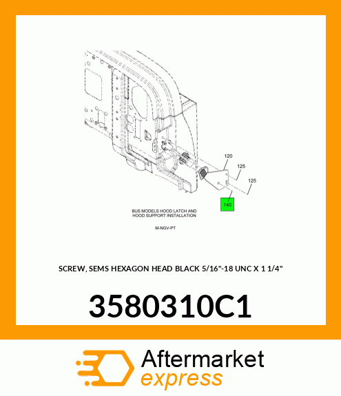 SCREW, SEMS HEXAGON HEAD BLACK 5/16"-18 UNC X 1 1/4" 3580310C1