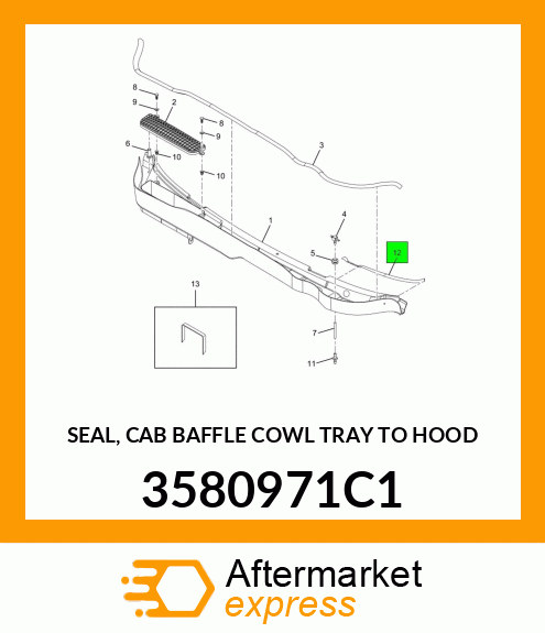 SEAL, CAB BAFFLE COWL TRAY TO HOOD 3580971C1