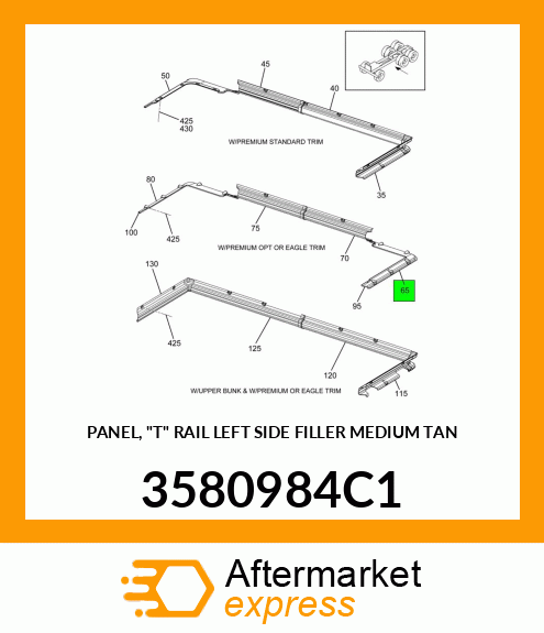 PANEL, "T" RAIL LEFT SIDE FILLER MEDIUM TAN 3580984C1