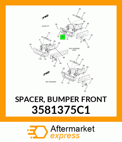 SPACER, BUMPER FRONT 3581375C1