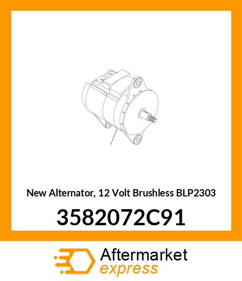 New Alternator, 12 Volt Brushless BLP2303 3582072C91