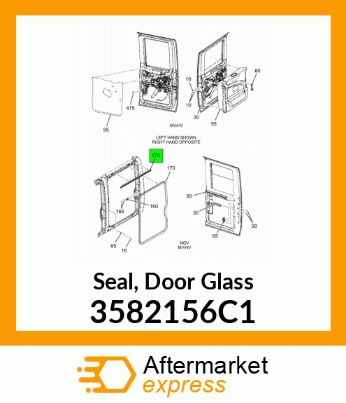 Seal, Door Glass 3582156C1