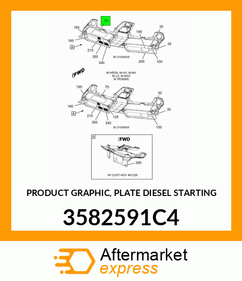 PRODUCT GRAPHIC, PLATE DIESEL STARTING 3582591C4