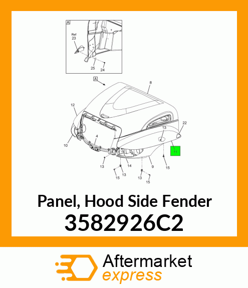 Panel, Hood Side Fender 3582926C2