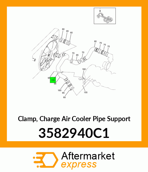 Clamp, Charge Air Cooler Pipe Support 3582940C1