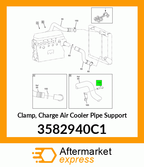 Clamp, Charge Air Cooler Pipe Support 3582940C1