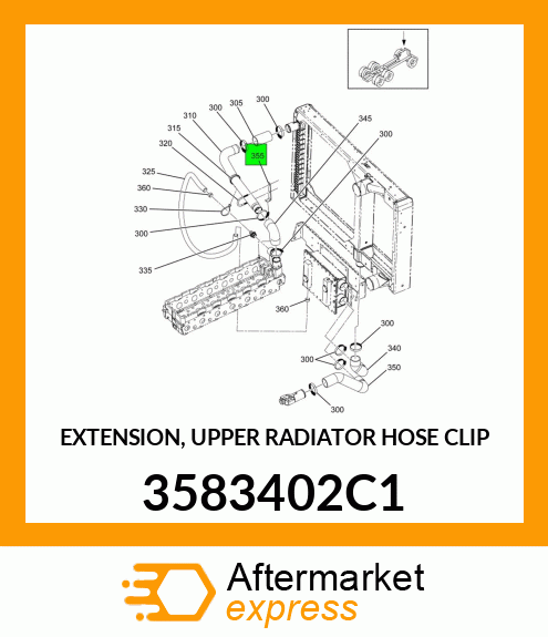 EXTENSION, UPPER RADIATOR HOSE CLIP 3583402C1