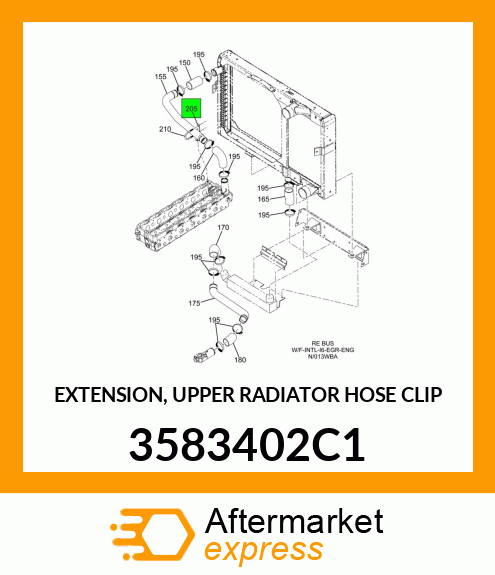 EXTENSION, UPPER RADIATOR HOSE CLIP 3583402C1