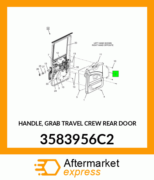 HANDLE, GRAB TRAVEL CREW REAR DOOR 3583956C2