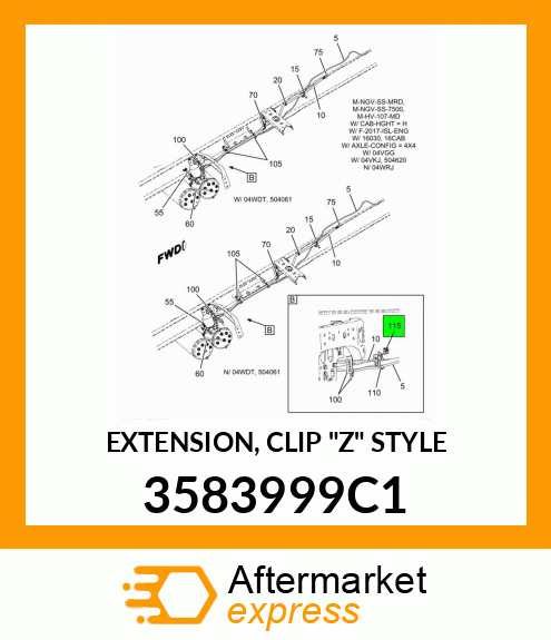 EXTENSION, CLIP "Z" STYLE 3583999C1