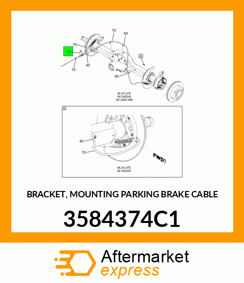 BRACKET, MOUNTING PARKING BRAKE CABLE 3584374C1