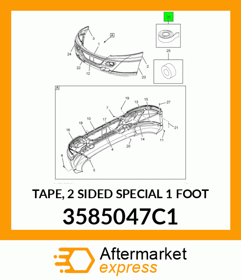 TAPE, 2 SIDED SPECIAL 1 FOOT 3585047C1