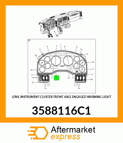 LENS, INSTRUMENT CLUSTER FRONT AXLE ENGAGED WARNING LIGHT 3588116C1