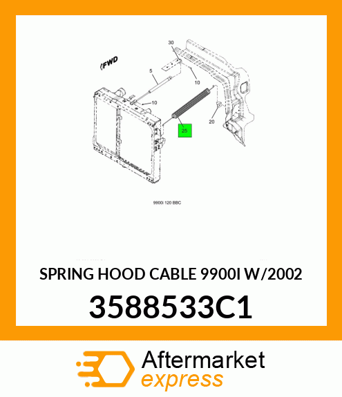 SPRING HOOD CABLE 9900I W/2002 3588533C1