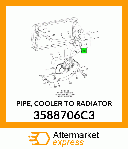 PIPE, COOLER TO RADIATOR 3588706C3