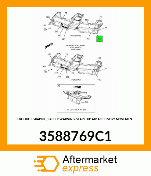 PRODUCT GRAPHIC, SAFETY WARNING, START-UP AIR ACCESSORY MOVEMENT 3588769C1