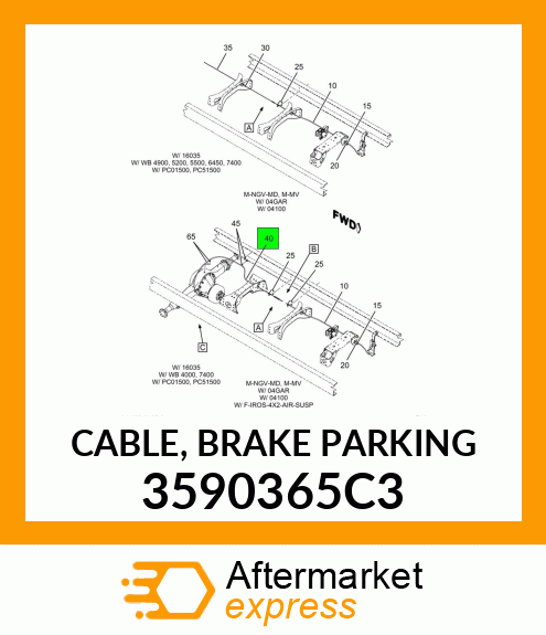 CABLE, BRAKE PARKING 3590365C3