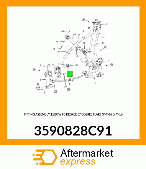 FITTING ASSEMBLY, ELBOW 90 DEGREE 37 DEGREE FLARE 3/4"-16 3/4"-16 3590828C91