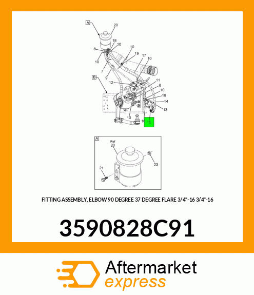 FITTING ASSEMBLY, ELBOW 90 DEGREE 37 DEGREE FLARE 3/4"-16 3/4"-16 3590828C91