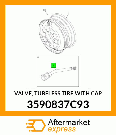 VALVE, TUBELESS TIRE WITH CAP 3590837C93