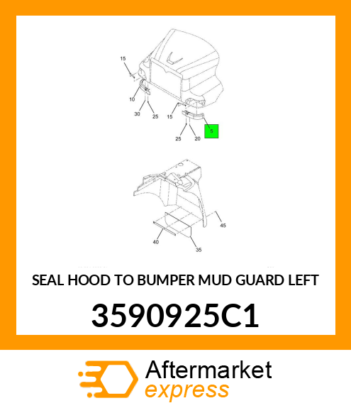 SEAL HOOD TO BUMPER MUD GUARD LEFT 3590925C1