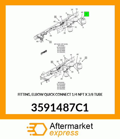 FITTING, ELBOW QUICK CONNECT 1/4" NPT X 3/8" TUBE 3591487C1