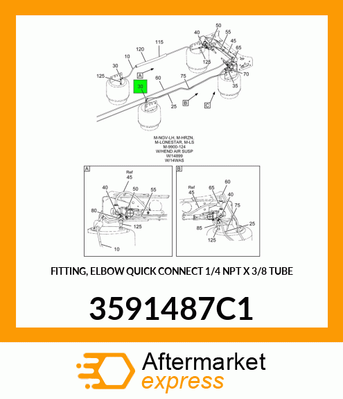 FITTING, ELBOW QUICK CONNECT 1/4" NPT X 3/8" TUBE 3591487C1