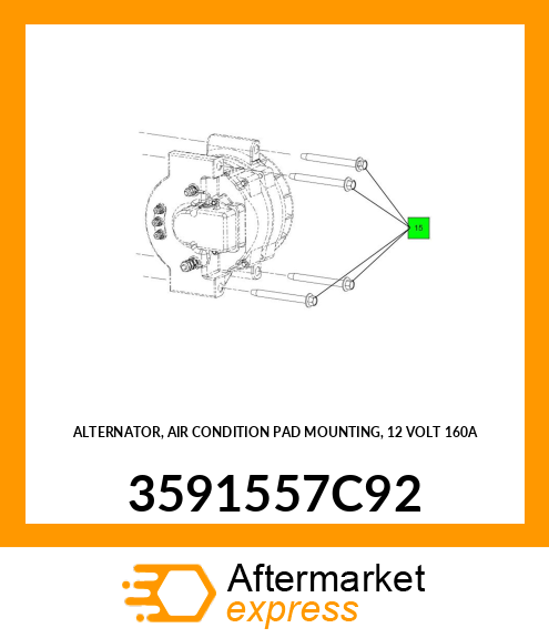 ALTERNATOR, AIR CONDITION PAD MOUNTING, 12 VOLT 160A 3591557C92