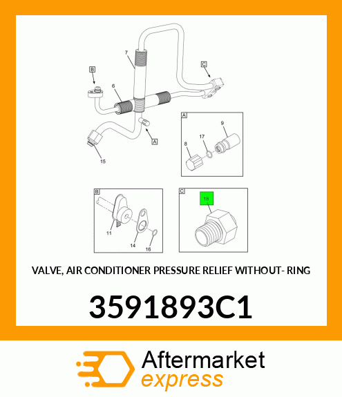 VALVE, AIR CONDITIONER PRESSURE RELIEF WITHOUT- RING 3591893C1