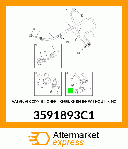 VALVE, AIR CONDITIONER PRESSURE RELIEF WITHOUT- RING 3591893C1