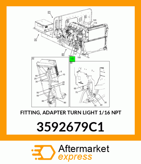 FITTING, ADAPTER TURN LIGHT 1/16" NPT 3592679C1
