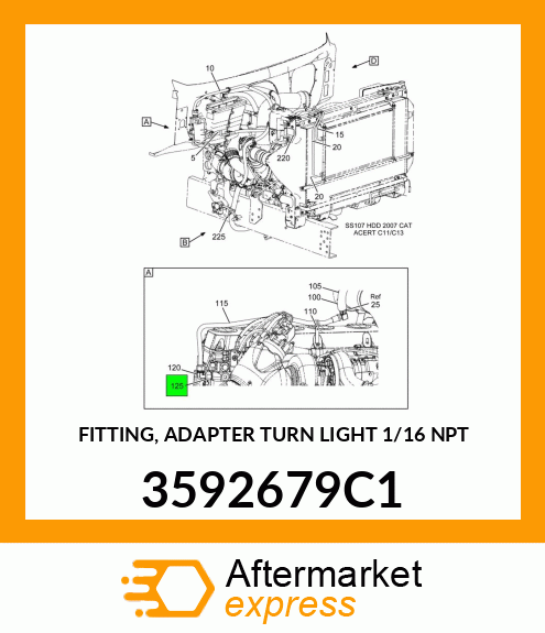 FITTING, ADAPTER TURN LIGHT 1/16" NPT 3592679C1