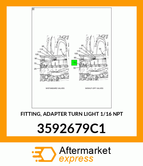 FITTING, ADAPTER TURN LIGHT 1/16" NPT 3592679C1