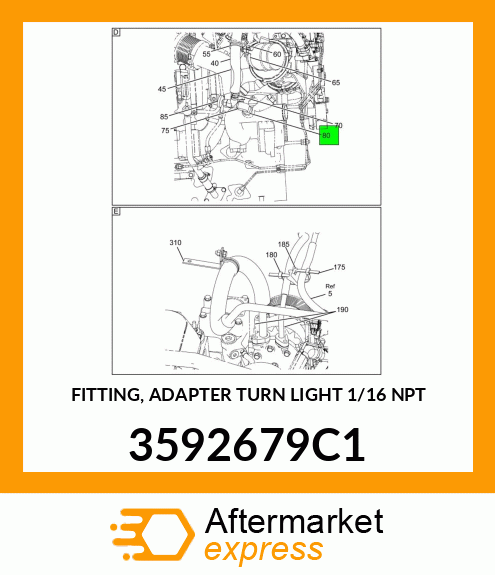 FITTING, ADAPTER TURN LIGHT 1/16" NPT 3592679C1