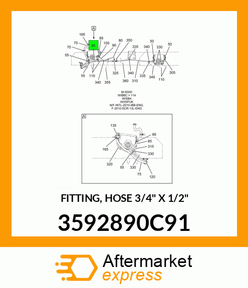 FITTING, HOSE 3/4" X 1/2" 3592890C91