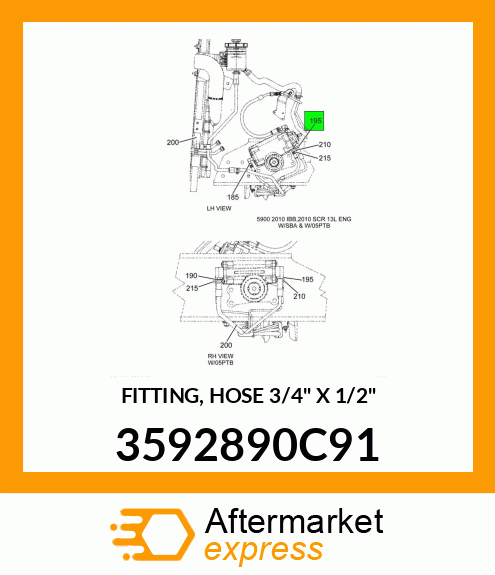 FITTING, HOSE 3/4" X 1/2" 3592890C91