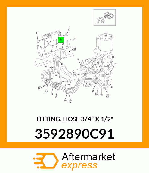 FITTING, HOSE 3/4" X 1/2" 3592890C91