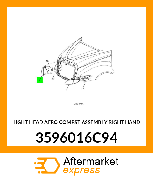 LIGHT HEAD AERO COMPST ASSEMBLY RIGHT HAND 3596016C94