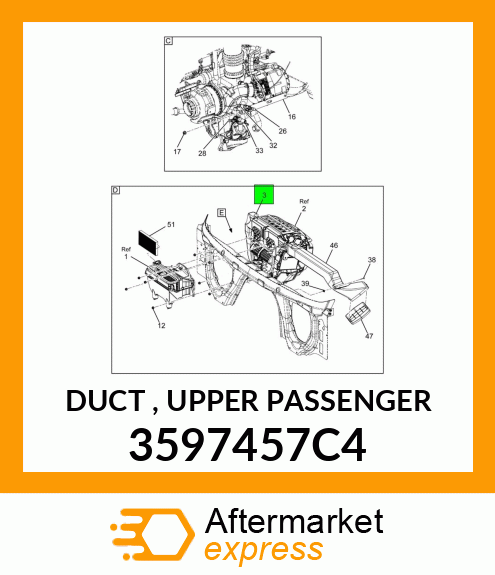 DUCT , UPPER PASSENGER 3597457C4