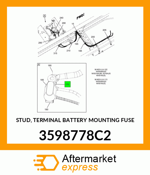 STUD, TERMINAL BATTERY MOUNTING FUSE 3598778C2