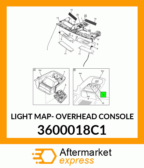 LIGHT MAP- OVERHEAD CONSOLE 3600018C1