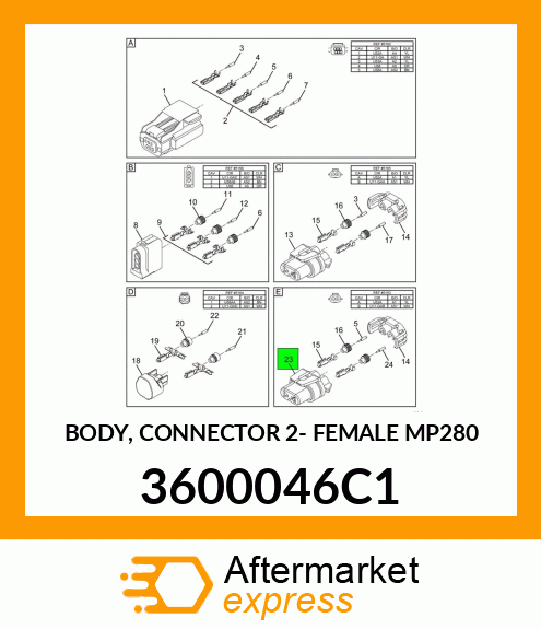 BODY, CONNECTOR 2- FEMALE MP280 3600046C1